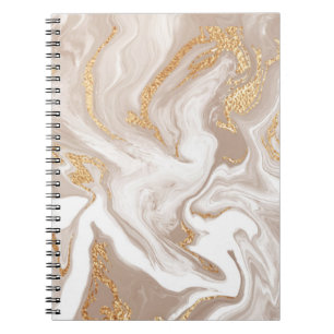 Cuaderno Mármol beige líquido, arte de oro.