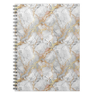Cuaderno Mármol Blanco de Lujo Piedra & Patrón de Vena Dora
