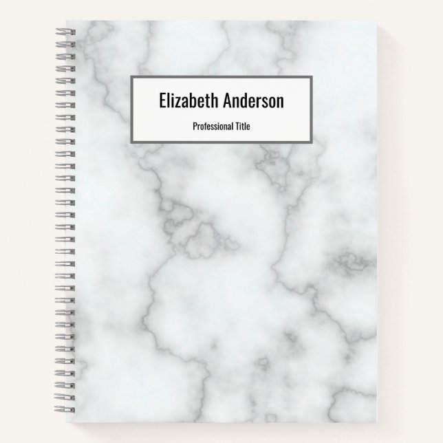 Cuaderno Mármol Blanco Falso Profesional Nombre Título del  (Anverso)