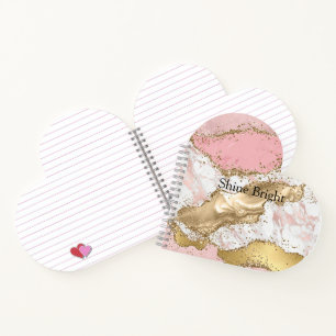 Cuaderno Mármol blanco rosa brillo dorado