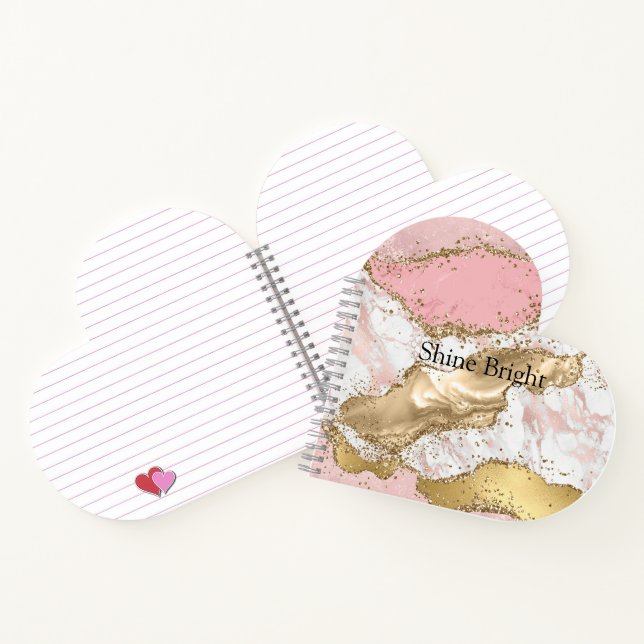 Cuaderno Mármol blanco rosa brillo dorado (Interior)