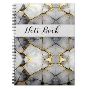 Cuaderno Mármol blanco y oro agrietado moderno