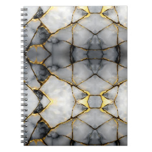 Cuaderno Mármol blanco y oro agrietado moderno