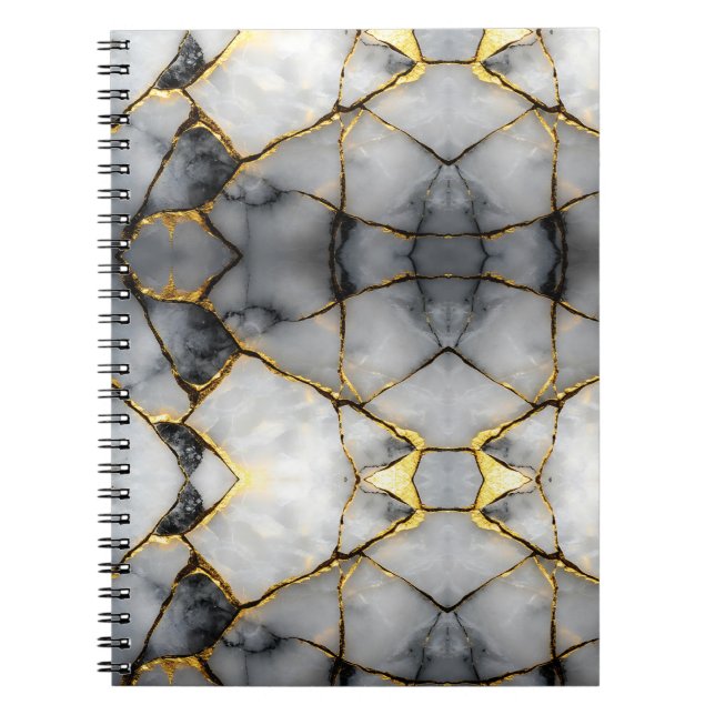Cuaderno Mármol blanco y oro agrietado moderno (Frente)