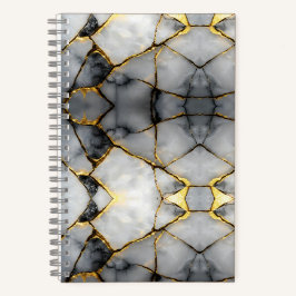 Cuaderno Mármol blanco y oro agrietado moderno