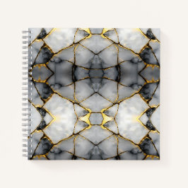 Cuaderno Mármol blanco y oro agrietado moderno para portáti