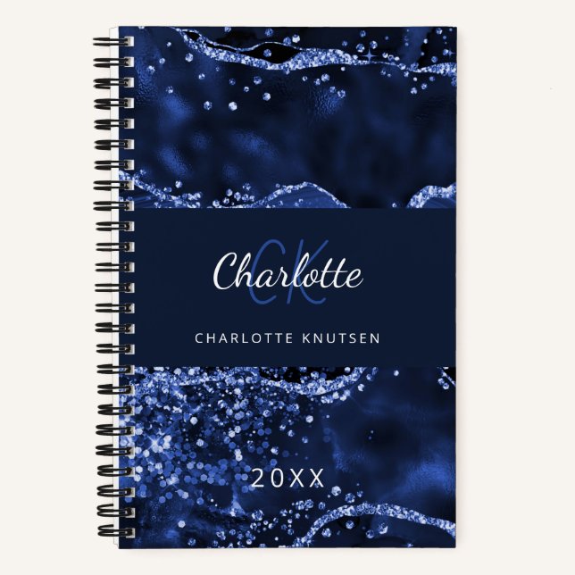 Cuaderno Mármol de ágata azul marino (Anverso)