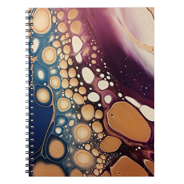 Cuaderno Mármol de Fluido Celeste en Oro de Medianoche (Frente)
