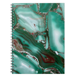 Cuaderno Mármol de Gemstone Agate de lujo malachita