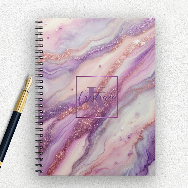 Cuaderno Mármol de lavanda morada con venas Purpurinas (Subido por el creador)
