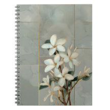 Mármol de Línea Dorada y Flor de Magnolia Blanca