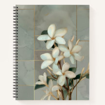 Mármol de línea dorada y magnolia floral blanca