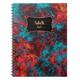 Cuaderno Mármol de piedra abstracto textura marina naranja 