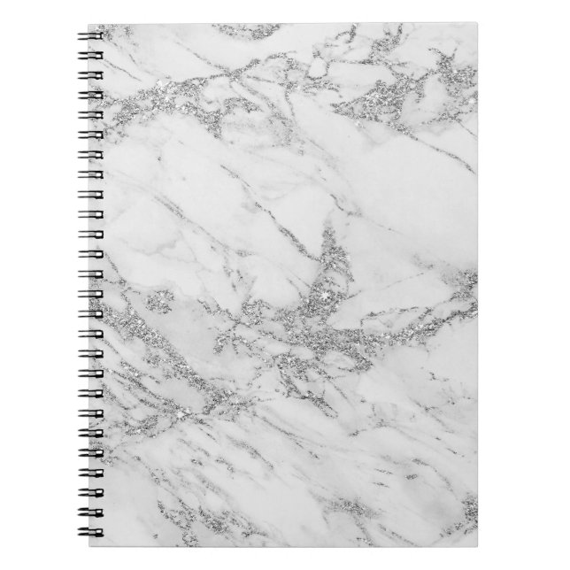 Cuaderno Mármol de plata gris blanco elegante elegante del (Frente)