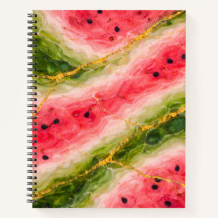 Cuaderno Mármol de sandía con vetas de oro