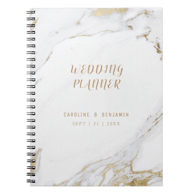 Cuaderno Mármol dorado falso lujoso planificador de bodas m (Frente)