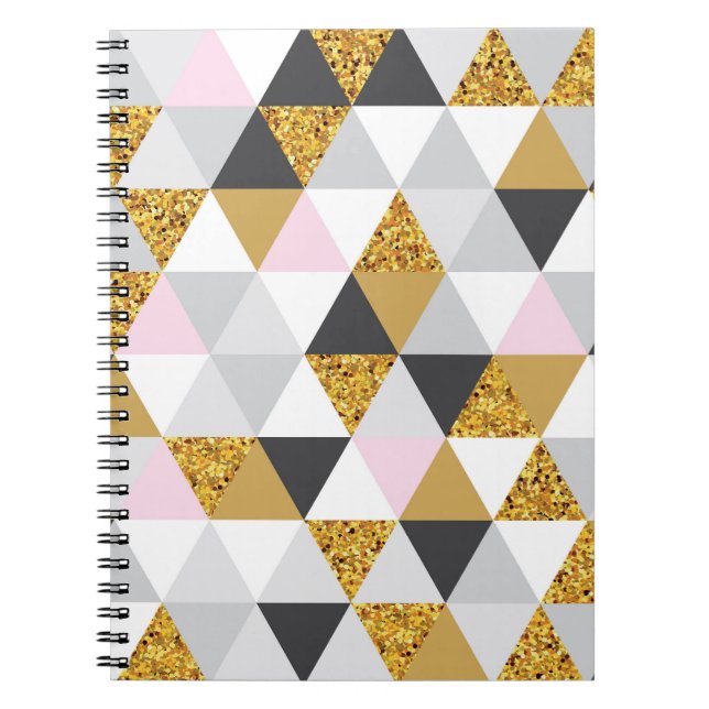 Cuaderno Mármol dorado, textura geométrica sin costura (Frente)