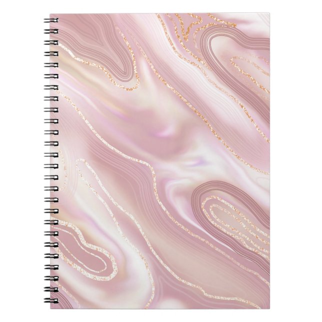 Cuaderno Mármol elegante: textura dorada rosa (Frente)