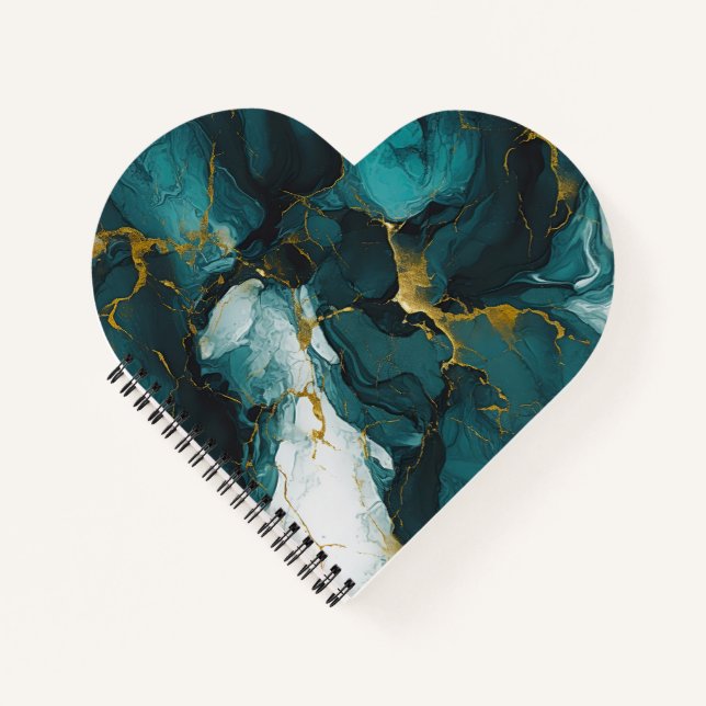 Cuaderno Mármol Esmeralda con Venas Doradas (Anverso)