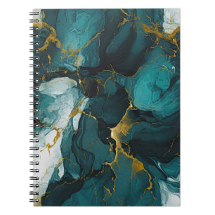 Cuaderno Mármol Esmeralda con Venas Doradas