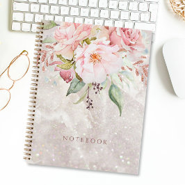 Cuaderno Mármol floral rosa rosa rosa rosa elegante moderno
