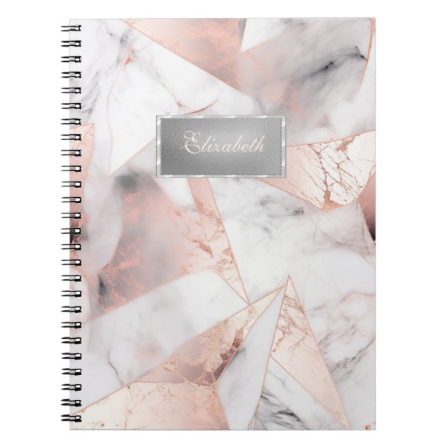 Cuaderno Mármol geométrico de oro Rosa de moda (Frente)