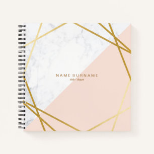 Cuaderno Mármol geométrico moderno oro Lt Pink Square