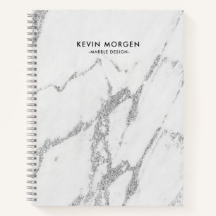 Cuaderno Mármol gris de imitación gris con acento plateado