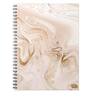 Cuaderno Mármol líquido beige con salpicaduras de purpurina