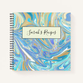 Cuaderno Mármol líquido de oro y Aqua de Perla