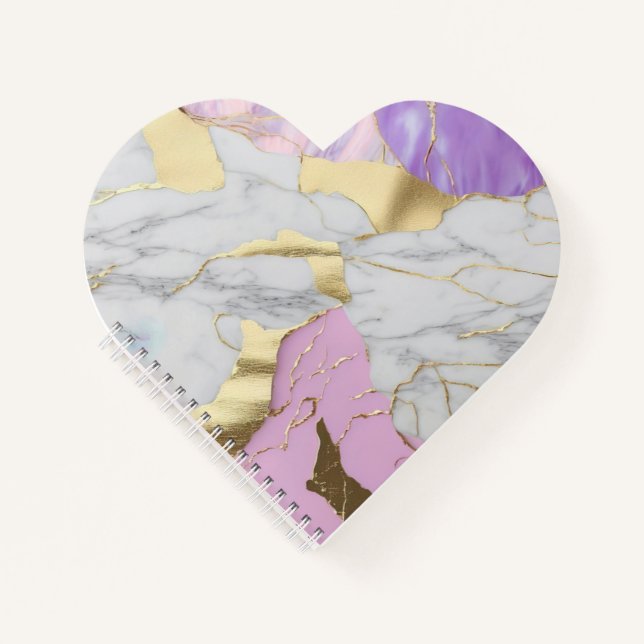 Cuaderno Mármol Lujo Lavanda y Oro (Anverso)