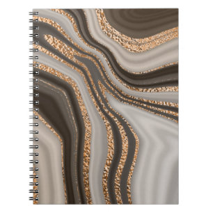 Cuaderno Mármol marrón abstracto con textura dorada