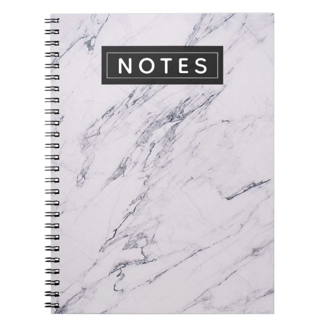 Cuaderno Mármol Moderno Gris Blanco Negro Chic Personalizad (Frente)