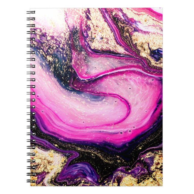 Cuaderno Mármol morado con oro purpurina (Frente)