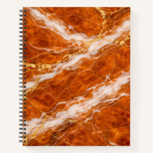 Cuaderno Mármol Naranja Quemado con Remolinos Blancos y Vet