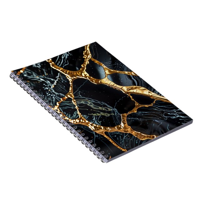 Cuaderno Mármol negro con vena de oro (Lado Derecho)