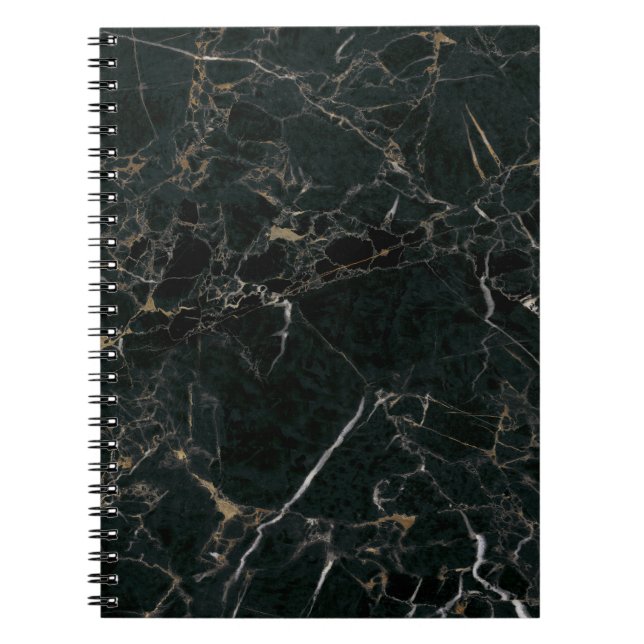 Cuaderno Mármol Negro Elegante: Fondo Texturizado (Frente)