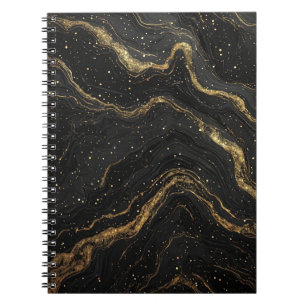 Cuaderno Mármol Negro Venas de Oro Lujo Abstracto