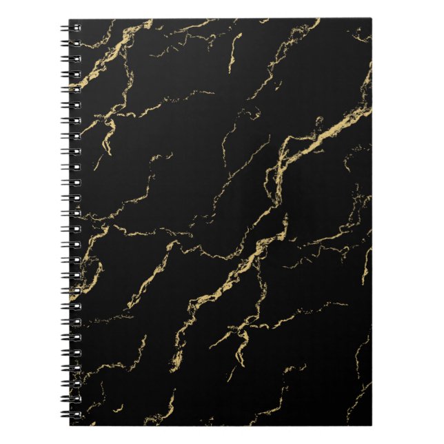 Cuaderno Mármol negro y dorado agudo (Frente)