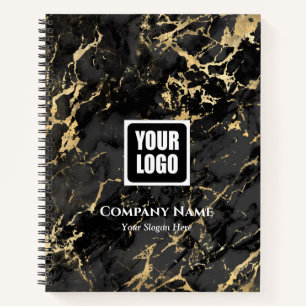 Cuaderno Mármol Negro y Dorado, Logotipo, Nombre del Negoci