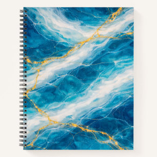 Cuaderno Mármol Oceánico con Remolinos Blancos y Veteado Do