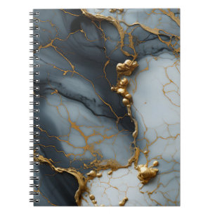 Cuaderno Mármol Onyx Humeante con Venas Doradas