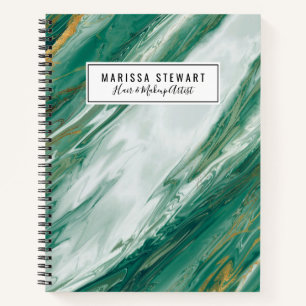 Cuaderno Mármol pintado con énfasis en oro verde de Emerald