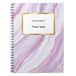 Cuaderno Mármol púrpura y dorado femenino  | tu nombre