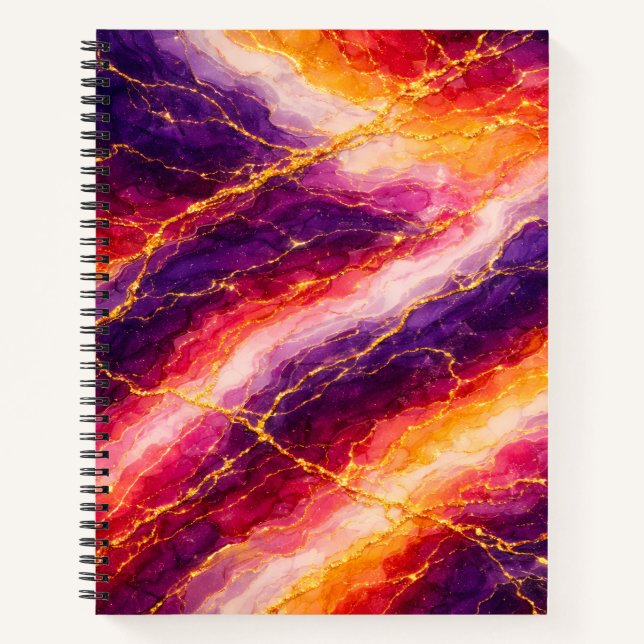 Cuaderno Mármol Real de Ciruela y Frambuesa con Veteado Dor (Anverso)