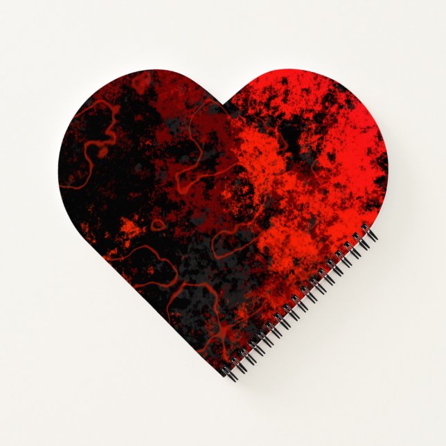 Cuaderno Mármol Rojo, Negro y Gris Abstracto (Reverso)