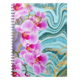 Cuaderno Mármol rosa de mármol Aqua Purple personalizado
