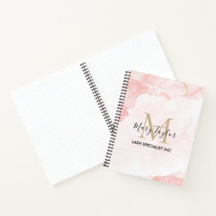 Cuaderno Mármol Rosa Rubor Elegante con Brillo Dorado