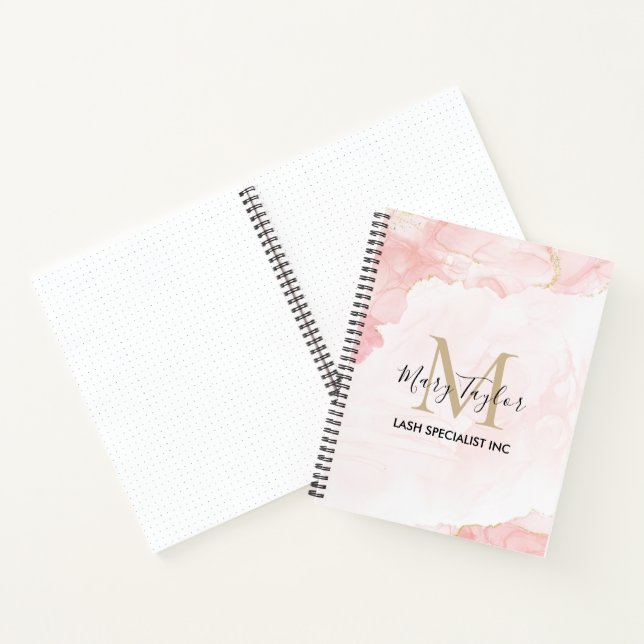 Cuaderno Mármol Rosa Rubor Elegante con Brillo Dorado (Interior)