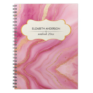 Cuaderno Mármol rosa y dorado elegante